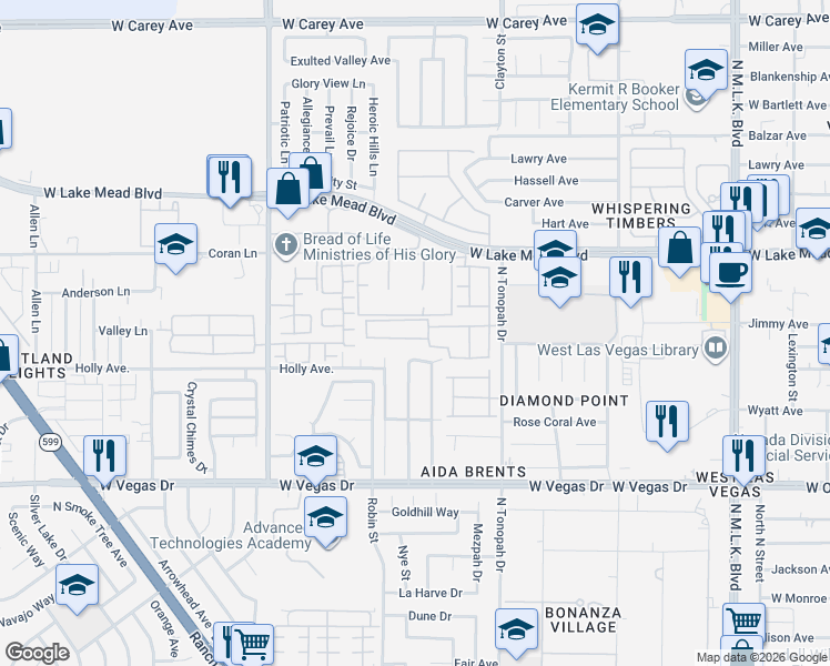 map of restaurants, bars, coffee shops, grocery stores, and more near 2309 Daisy Hill Avenue in Las Vegas