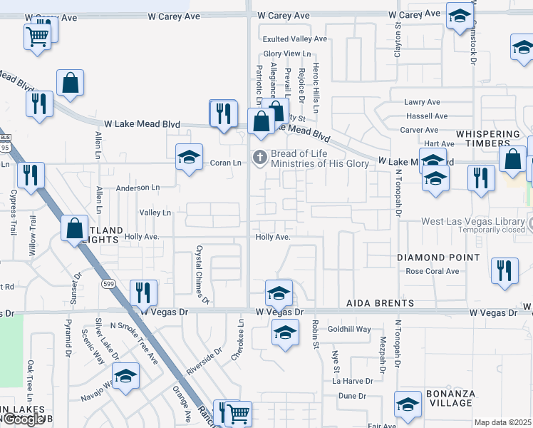 map of restaurants, bars, coffee shops, grocery stores, and more near 2678 Adelante Avenue in Las Vegas