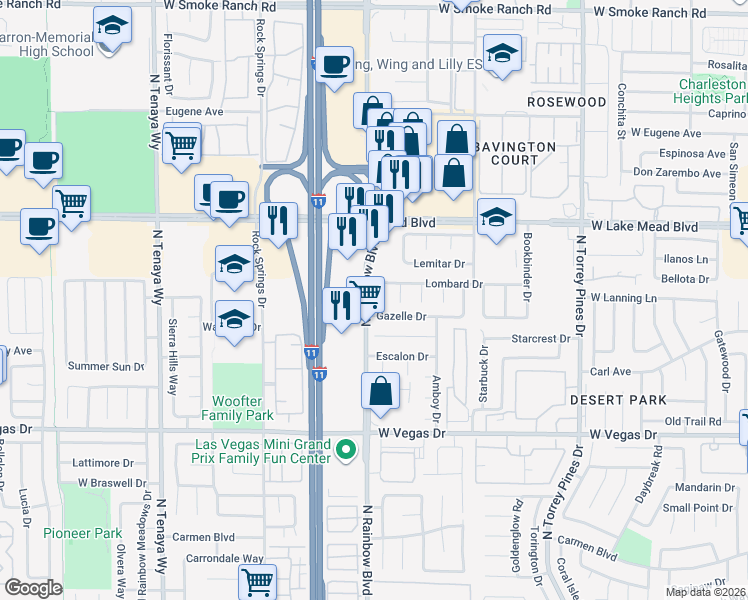 map of restaurants, bars, coffee shops, grocery stores, and more near 1924 Harvest Drive in Las Vegas