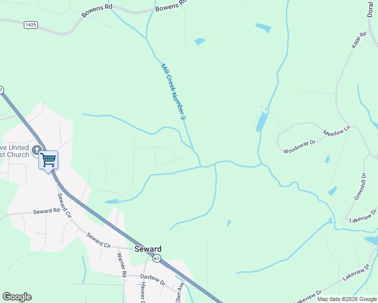 map of restaurants, bars, coffee shops, grocery stores, and more near 4003 Woodridge Lane in Pfafftown