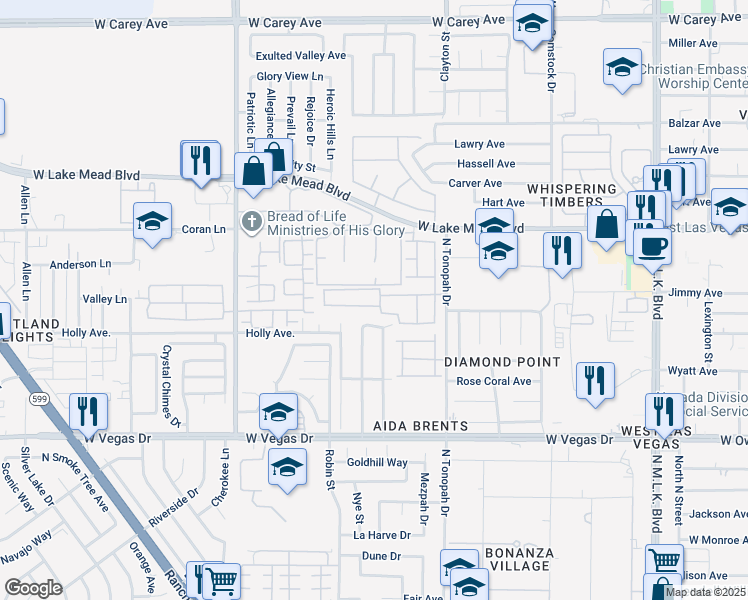map of restaurants, bars, coffee shops, grocery stores, and more near 2304 Shady Hill Avenue in Las Vegas