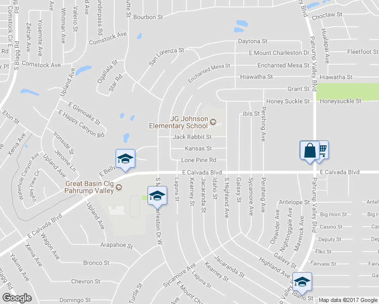 map of restaurants, bars, coffee shops, grocery stores, and more near 811 Kansas Street in Pahrump