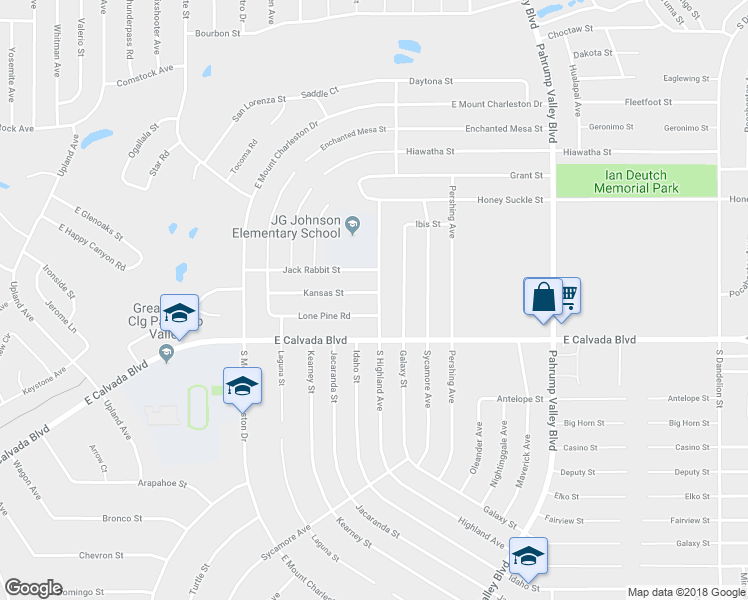 map of restaurants, bars, coffee shops, grocery stores, and more near 971 Kansas Street in Pahrump