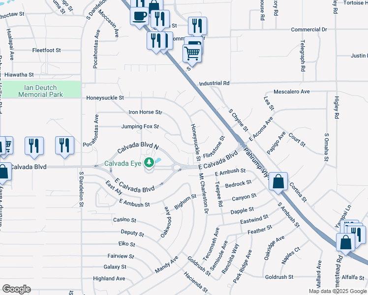 map of restaurants, bars, coffee shops, grocery stores, and more near 1881 East Jumping Fox Street in Pahrump