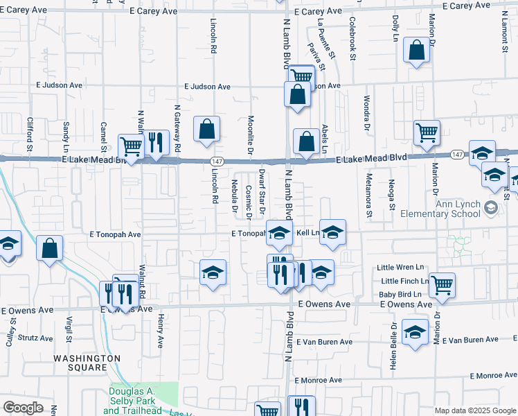 map of restaurants, bars, coffee shops, grocery stores, and more near 1873 Dwarf Star Drive in Las Vegas