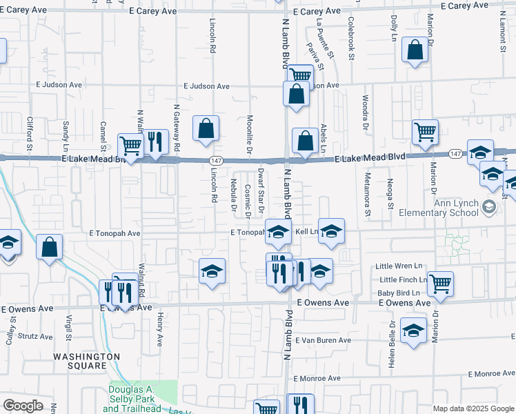 map of restaurants, bars, coffee shops, grocery stores, and more near 1873 Dwarf Star Drive in Las Vegas
