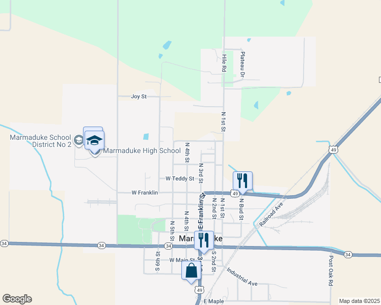 map of restaurants, bars, coffee shops, grocery stores, and more near 700-798 4th Avenue North in Marmaduke
