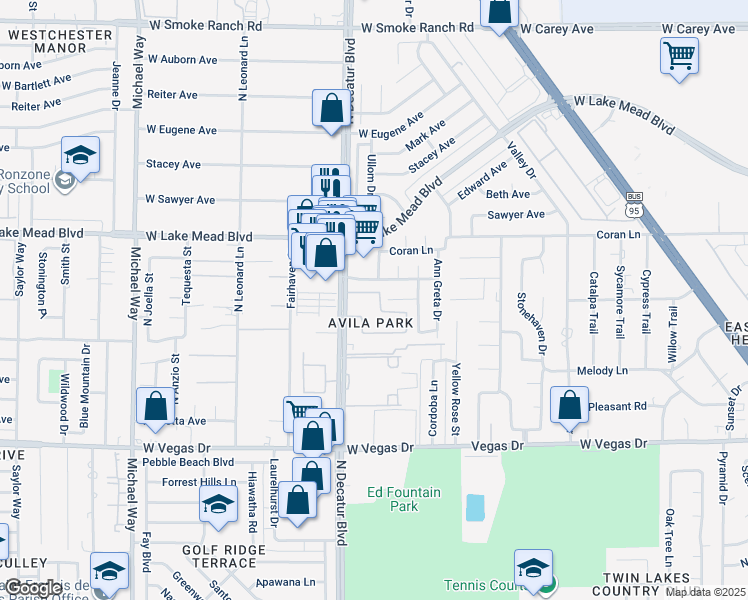 map of restaurants, bars, coffee shops, grocery stores, and more near 1854 North Decatur Boulevard in Las Vegas