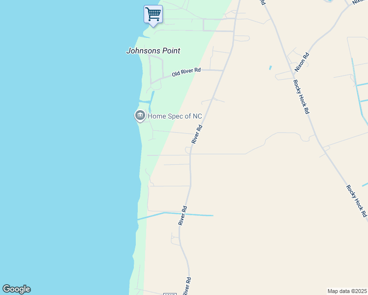 map of restaurants, bars, coffee shops, grocery stores, and more near 235 River Rd in Edenton