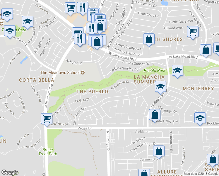 map of restaurants, bars, coffee shops, grocery stores, and more near 8404 Paseo Vista Drive in Las Vegas