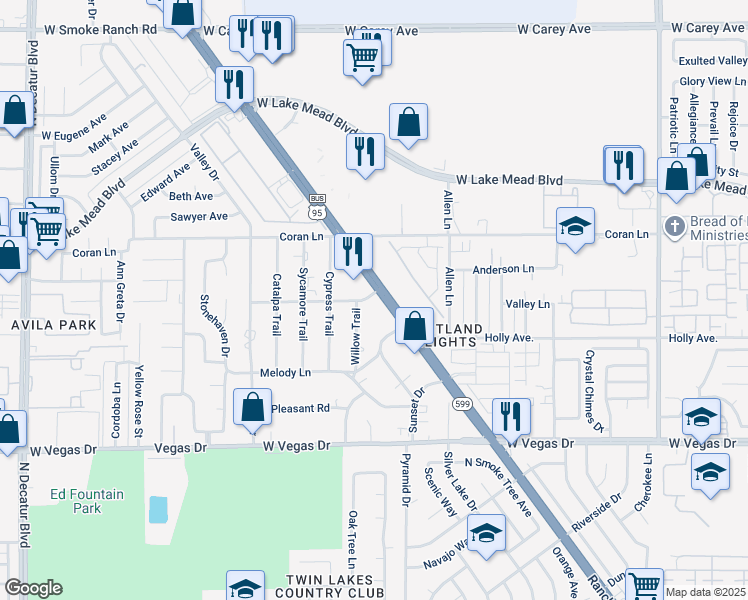 map of restaurants, bars, coffee shops, grocery stores, and more near 1853 Tonopah Highway in Las Vegas