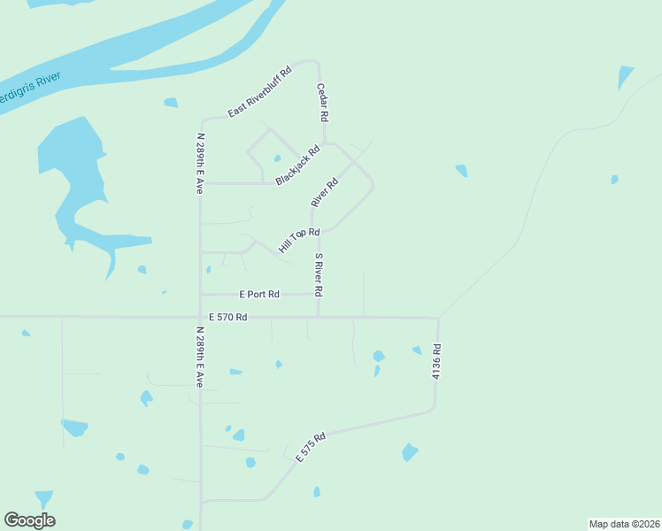map of restaurants, bars, coffee shops, grocery stores, and more near 28885 South River Road in Catoosa