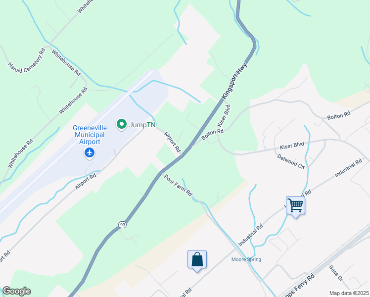 map of restaurants, bars, coffee shops, grocery stores, and more near 1415 Kingsport Highway in Greeneville