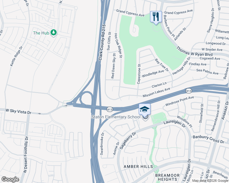 map of restaurants, bars, coffee shops, grocery stores, and more near 11033 Clarion Lane in Las Vegas