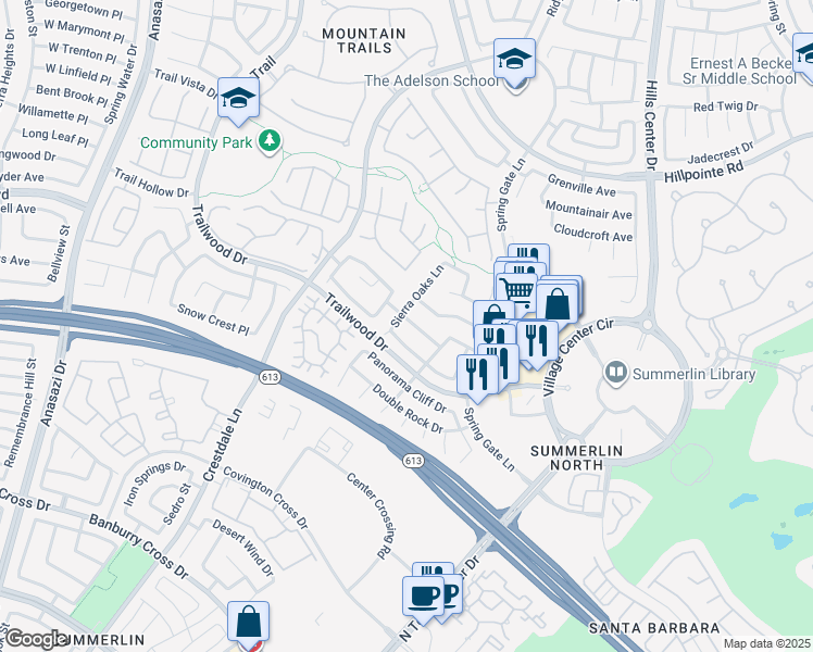 map of restaurants, bars, coffee shops, grocery stores, and more near 9837 Aspen Grove Place in Las Vegas