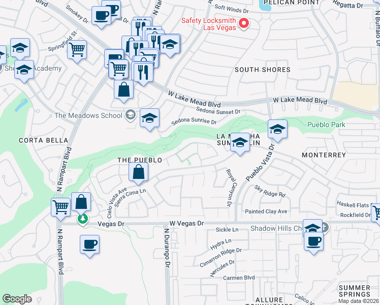 map of restaurants, bars, coffee shops, grocery stores, and more near 8308 Arroyo Justin Avenue in Las Vegas