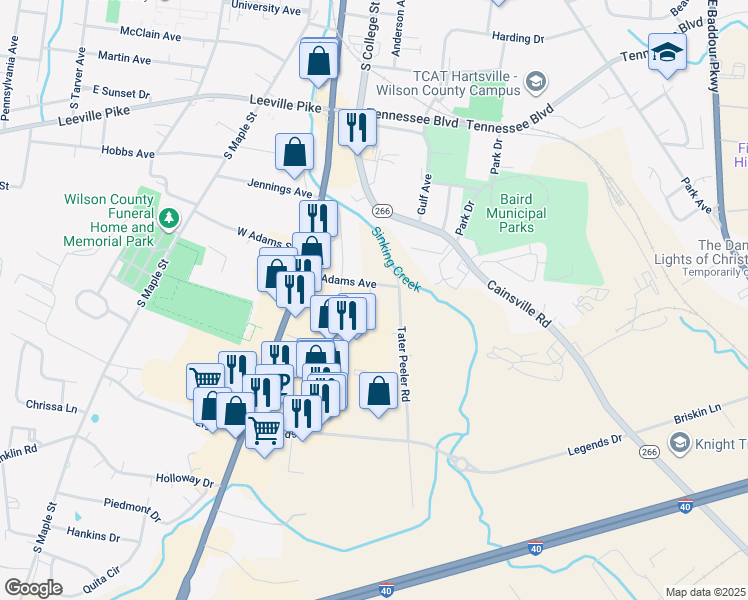 map of restaurants, bars, coffee shops, grocery stores, and more near 210 East Adams Avenue in Lebanon