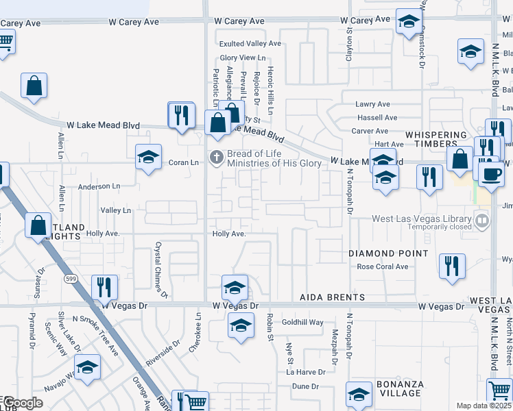 map of restaurants, bars, coffee shops, grocery stores, and more near 2520 Sierra Bello Avenue in Las Vegas