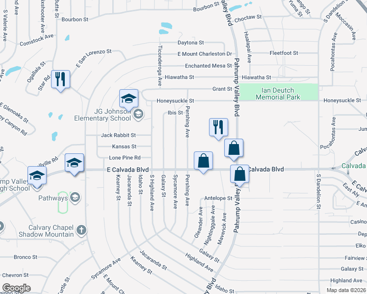 map of restaurants, bars, coffee shops, grocery stores, and more near 1770 Pershing Avenue in Pahrump