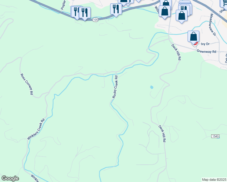 map of restaurants, bars, coffee shops, grocery stores, and more near 272 Rocky Creek Road in Boone