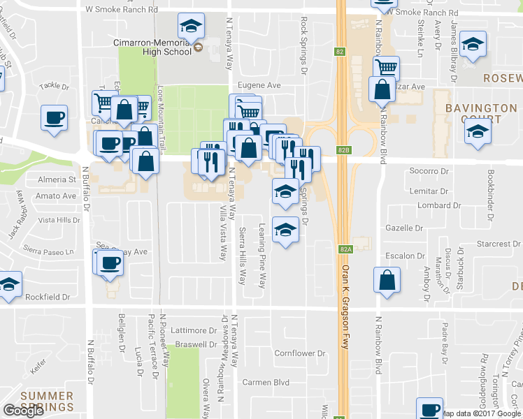 map of restaurants, bars, coffee shops, grocery stores, and more near 7204 Old Mission Drive in Las Vegas