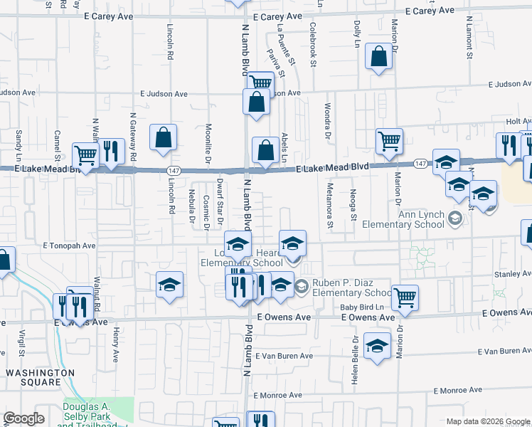 map of restaurants, bars, coffee shops, grocery stores, and more near 4364 Raynham Street in Las Vegas