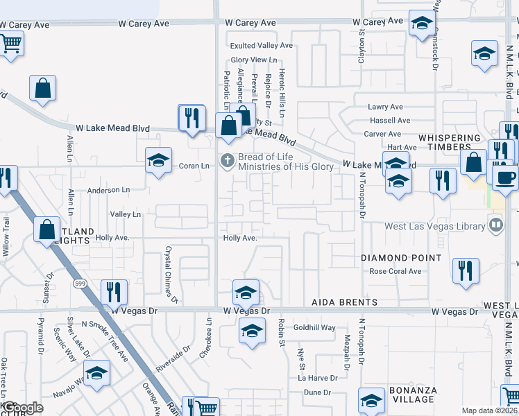 map of restaurants, bars, coffee shops, grocery stores, and more near 2520 Sierra Bello Avenue in Las Vegas