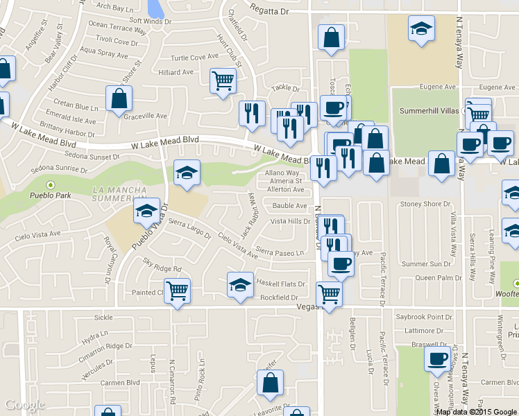 map of restaurants, bars, coffee shops, grocery stores, and more near 1820 Glory Creek Drive in Las Vegas