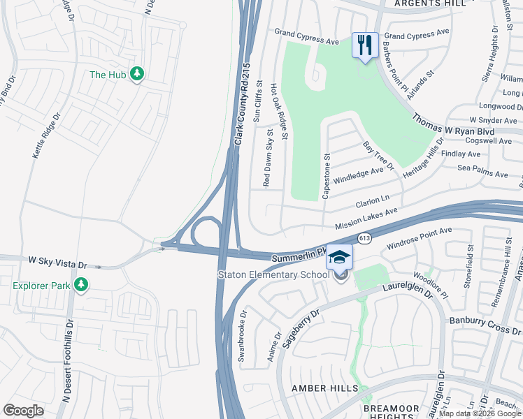 map of restaurants, bars, coffee shops, grocery stores, and more near 11033 Clarion Lane in Las Vegas