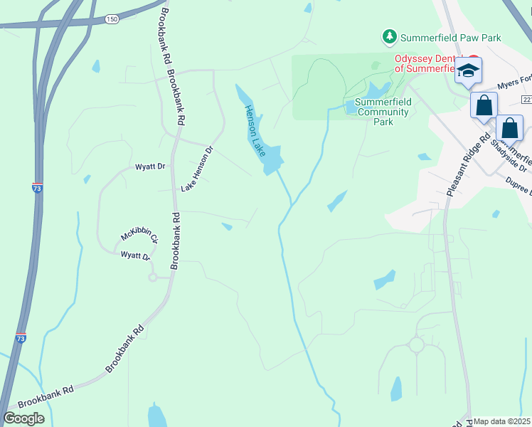 map of restaurants, bars, coffee shops, grocery stores, and more near 7013 Marseilles Court in Summerfield