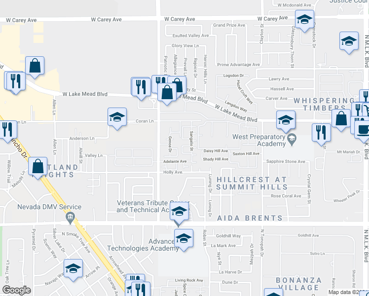 map of restaurants, bars, coffee shops, grocery stores, and more near 2520 Sierra Bello Avenue in Las Vegas