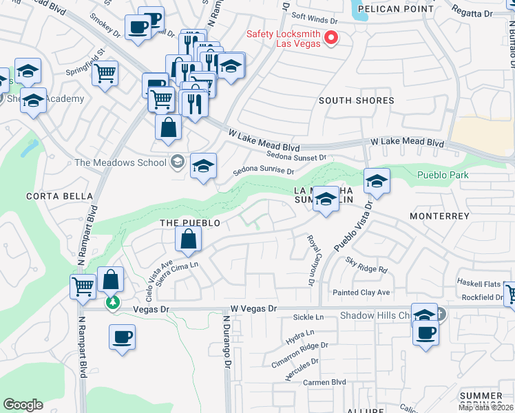 map of restaurants, bars, coffee shops, grocery stores, and more near 8308 Arroyo Justin Avenue in Las Vegas