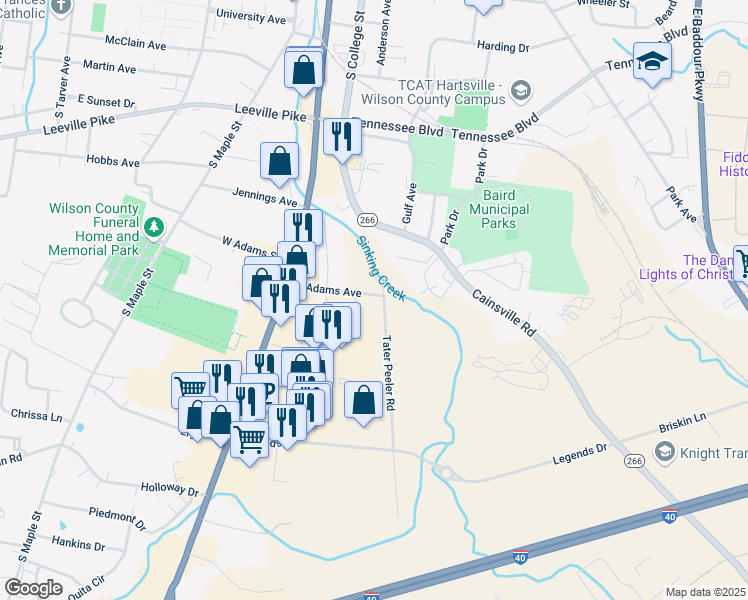 map of restaurants, bars, coffee shops, grocery stores, and more near 216 East Adams Avenue in Lebanon