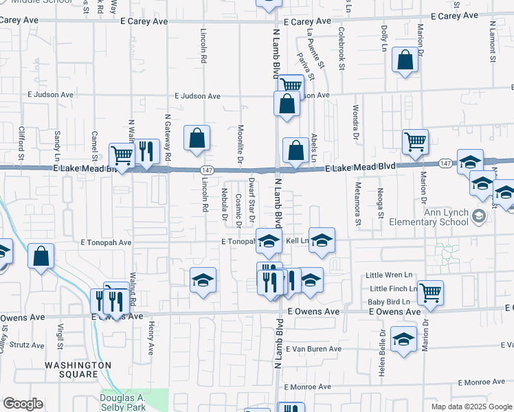 map of restaurants, bars, coffee shops, grocery stores, and more near 1900 Dwarf Star Drive in Las Vegas