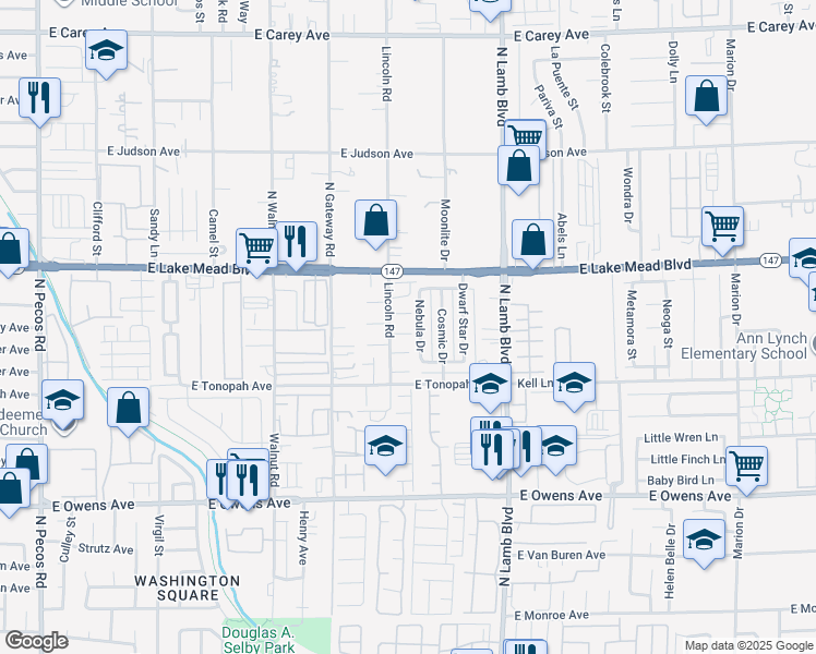 map of restaurants, bars, coffee shops, grocery stores, and more near 4130 Bewitched Court in Las Vegas