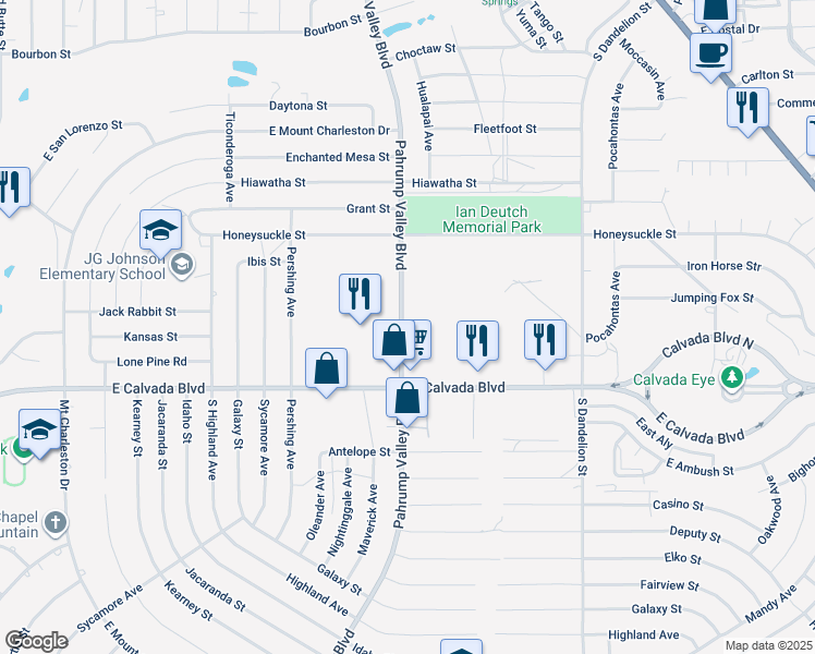 map of restaurants, bars, coffee shops, grocery stores, and more near 1701 Pahrump Valley Boulevard in Pahrump