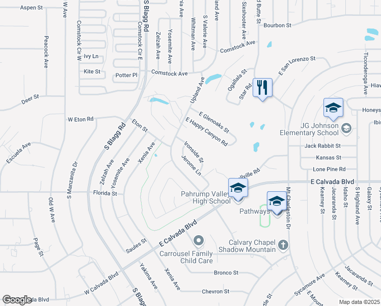 map of restaurants, bars, coffee shops, grocery stores, and more near 1770 Ironside Street in Pahrump