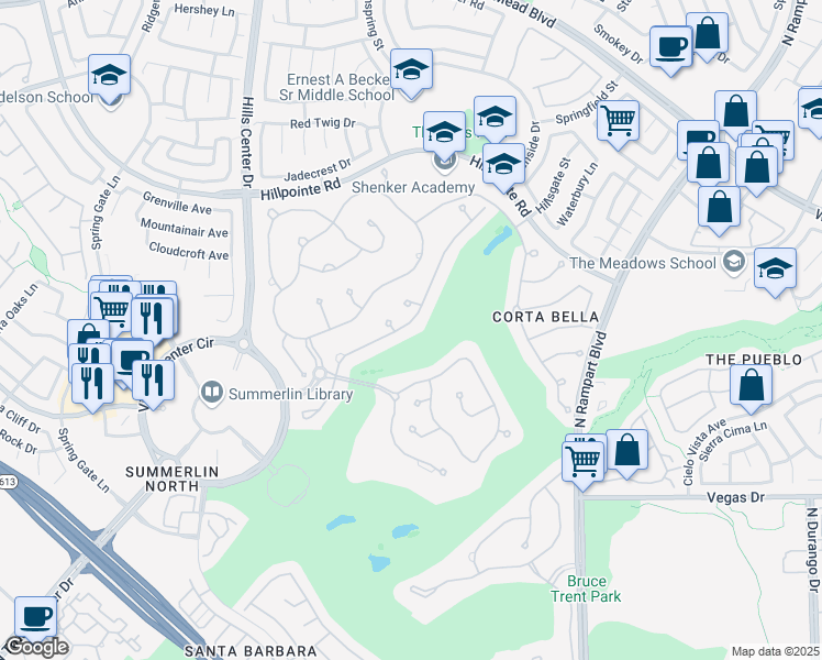 map of restaurants, bars, coffee shops, grocery stores, and more near 1916 Glenview Drive in Las Vegas