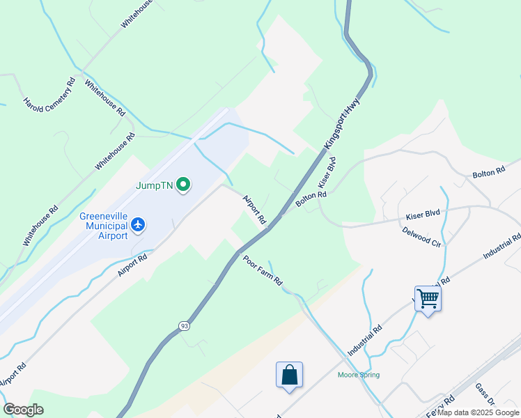 map of restaurants, bars, coffee shops, grocery stores, and more near 1415 Kingsport Highway in Greeneville