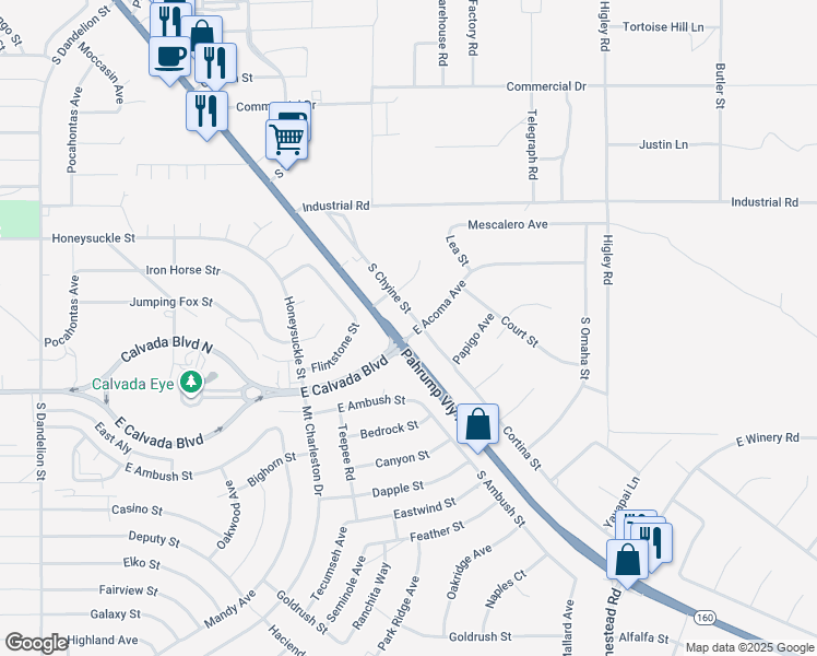 map of restaurants, bars, coffee shops, grocery stores, and more near 1781 Nevada 160 in Pahrump
