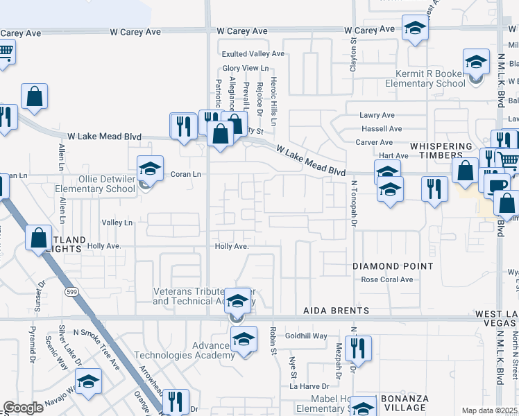 map of restaurants, bars, coffee shops, grocery stores, and more near 2520 Sierra Bello Avenue in Las Vegas
