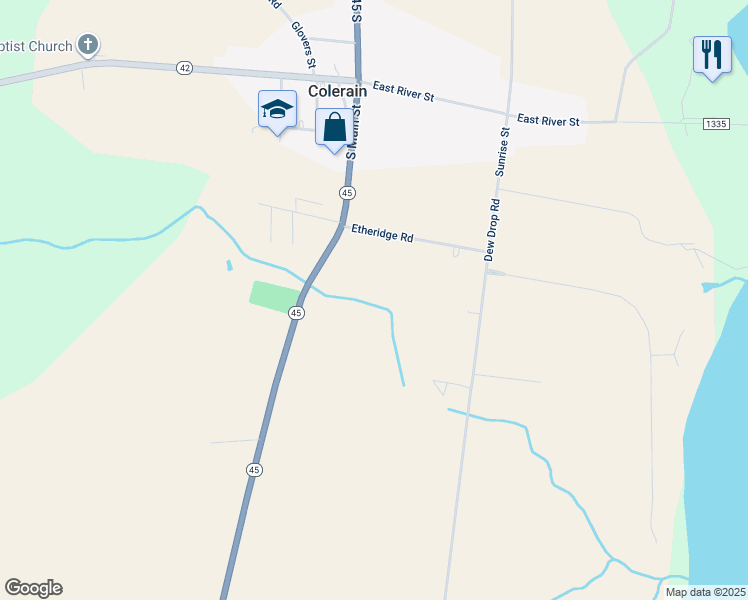 map of restaurants, bars, coffee shops, grocery stores, and more near 117 Moore Street in Colerain