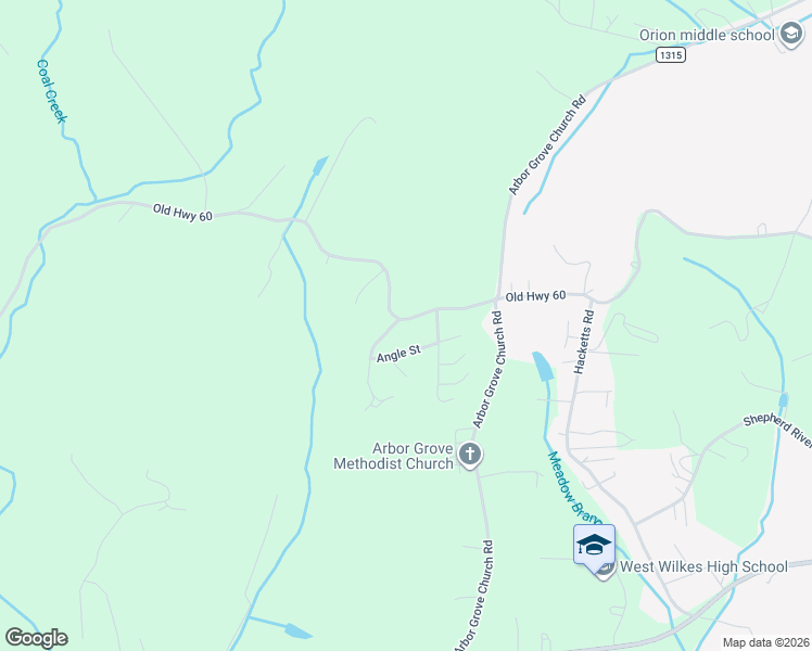 map of restaurants, bars, coffee shops, grocery stores, and more near 2157 Old Highway 60 in Purlear