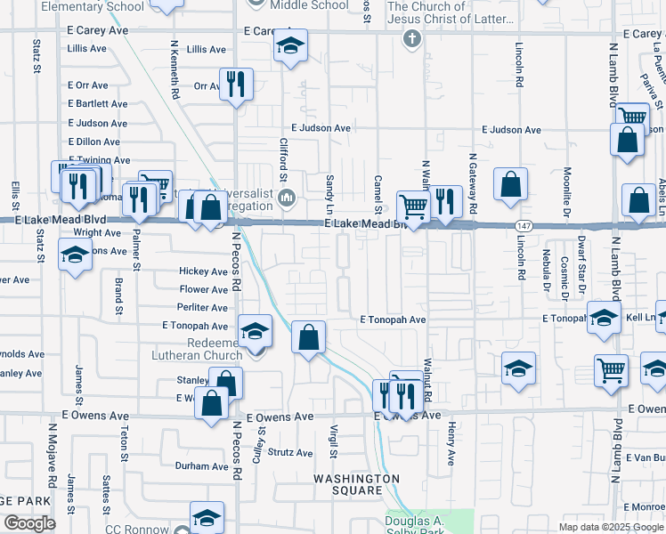 map of restaurants, bars, coffee shops, grocery stores, and more near 1865 North Luna Alegre Street in Las Vegas