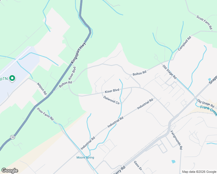 map of restaurants, bars, coffee shops, grocery stores, and more near 904 Kiser Boulevard in Greeneville