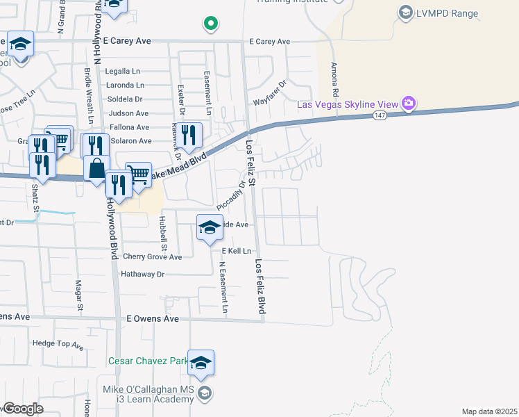 map of restaurants, bars, coffee shops, grocery stores, and more near 1921 Balzac Drive in Las Vegas