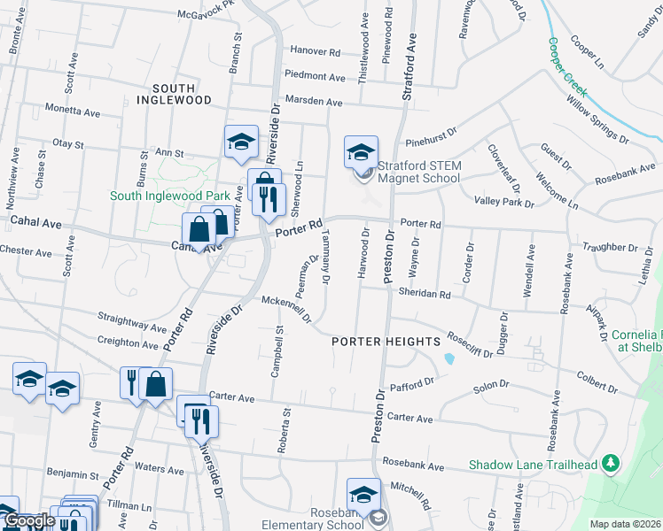 map of restaurants, bars, coffee shops, grocery stores, and more near 1613 Tammany Drive in Nashville
