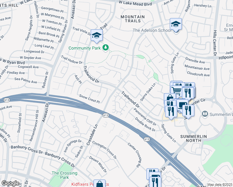 map of restaurants, bars, coffee shops, grocery stores, and more near 9901 Trailwood Drive in Las Vegas