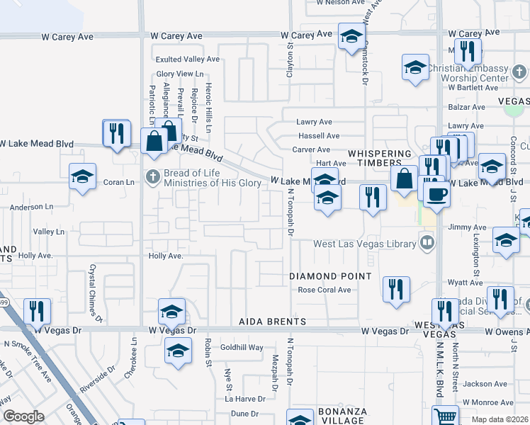 map of restaurants, bars, coffee shops, grocery stores, and more near 2200 Saxton Hill Avenue in Las Vegas