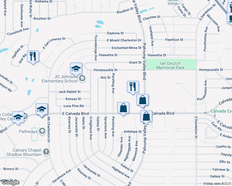 map of restaurants, bars, coffee shops, grocery stores, and more near 1770 Pershing Avenue in Pahrump